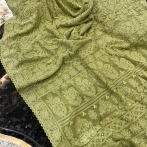 Pure Georgette Chikankari Sarees | Hand-Embroidered Lucknowi Elegance