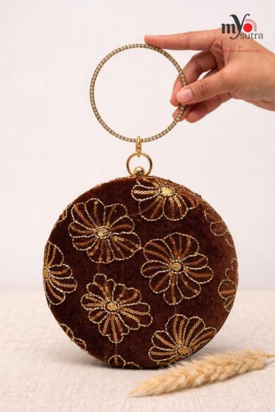 Multicolor Hand Embroidered Round Clutch Bag – Designer Ethnic Potli with Premium Finish - Image 5