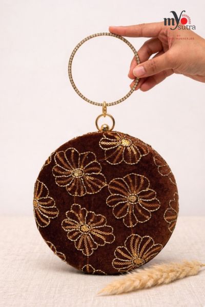 Multicolor Hand Embroidered Round Clutch Bag – Designer Ethnic Potli with Premium Finish - Image 6