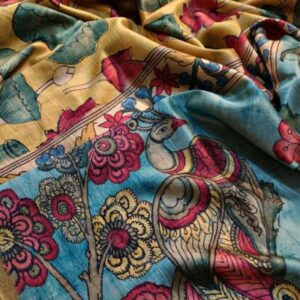 Tussar Silk Saree with Kalamkari Pallu – Handcrafted Designer Silk Saree