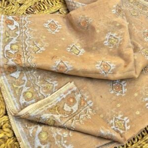 Dhakai Jamdani Saree with Aari Work – Handloom Designer Jamdani Silk Saree