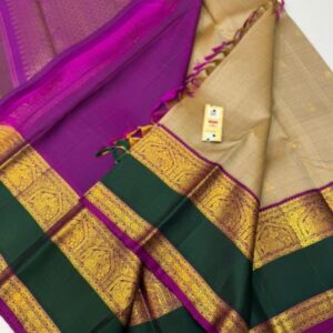 Pure Kanchipuram Silk Saree – Handwoven Bridal Silk Saree with Rich Zari Border