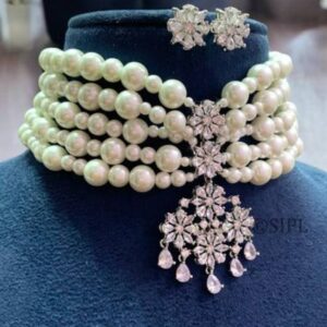 Pearl & AD Stone Statement Jewellery Set – Designer Bridal & Festive Necklace