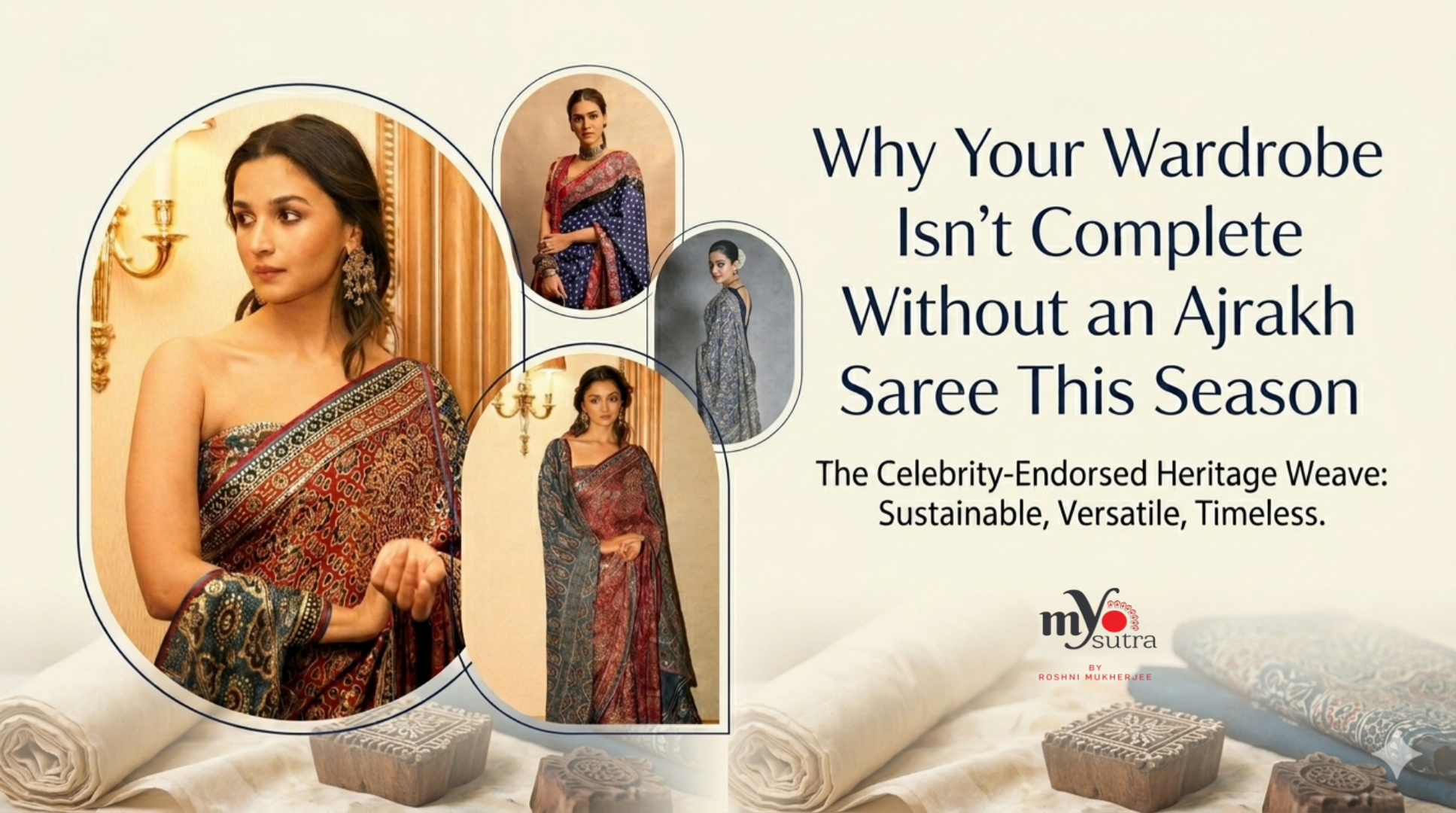 Why Your Wardrobe Isn’t Complete Without an Ajrakh Saree This Season!!