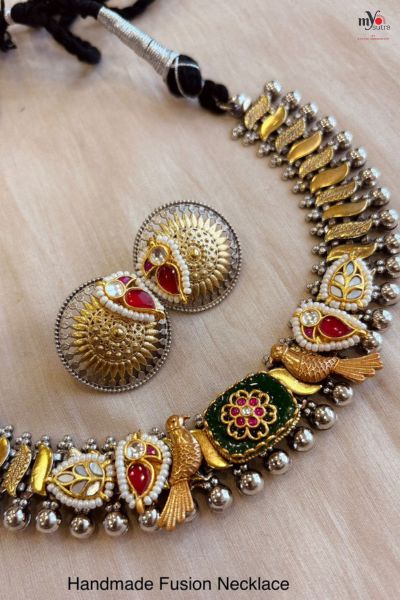 Handmade Fusion Necklace – Designer Statement Jewellery - Image 3