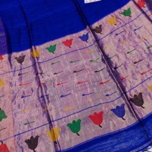 Resham Matka Silk Saree with Paithani Pallu – Silk mark certified