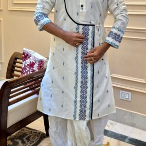 Designer Dhakai Jamdani Kurta for Men – Handwoven Cotton Jamdani Kurta (Size 40–44)