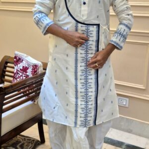 Designer Dhakai Jamdani Kurta with Dhoti Set – Premium Handwoven Ethnic Wear for Men