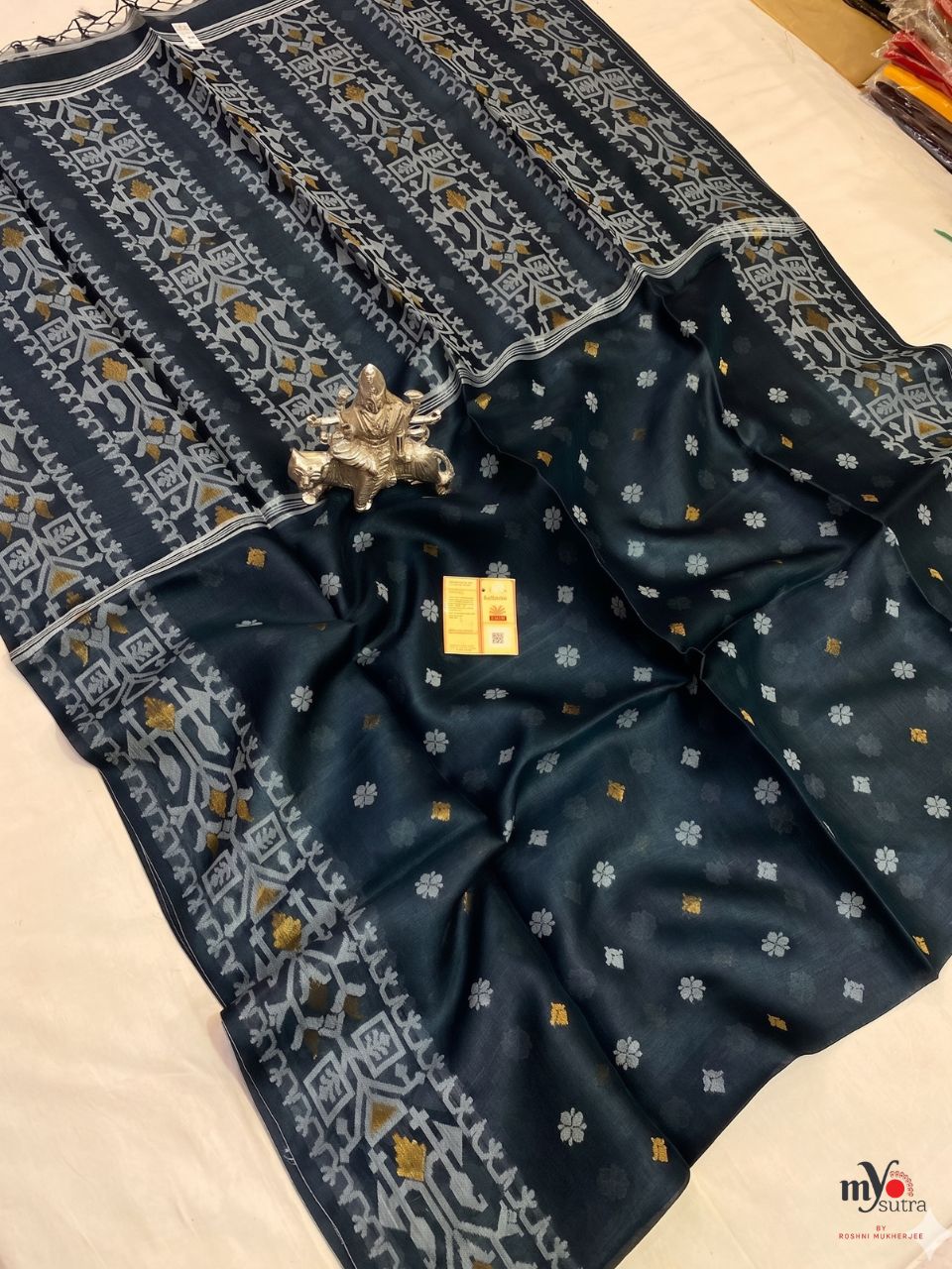 Pure Tussar Jamdani Saree – Handwoven Luxury Silk Saree with Rich Border & Elegant Finish