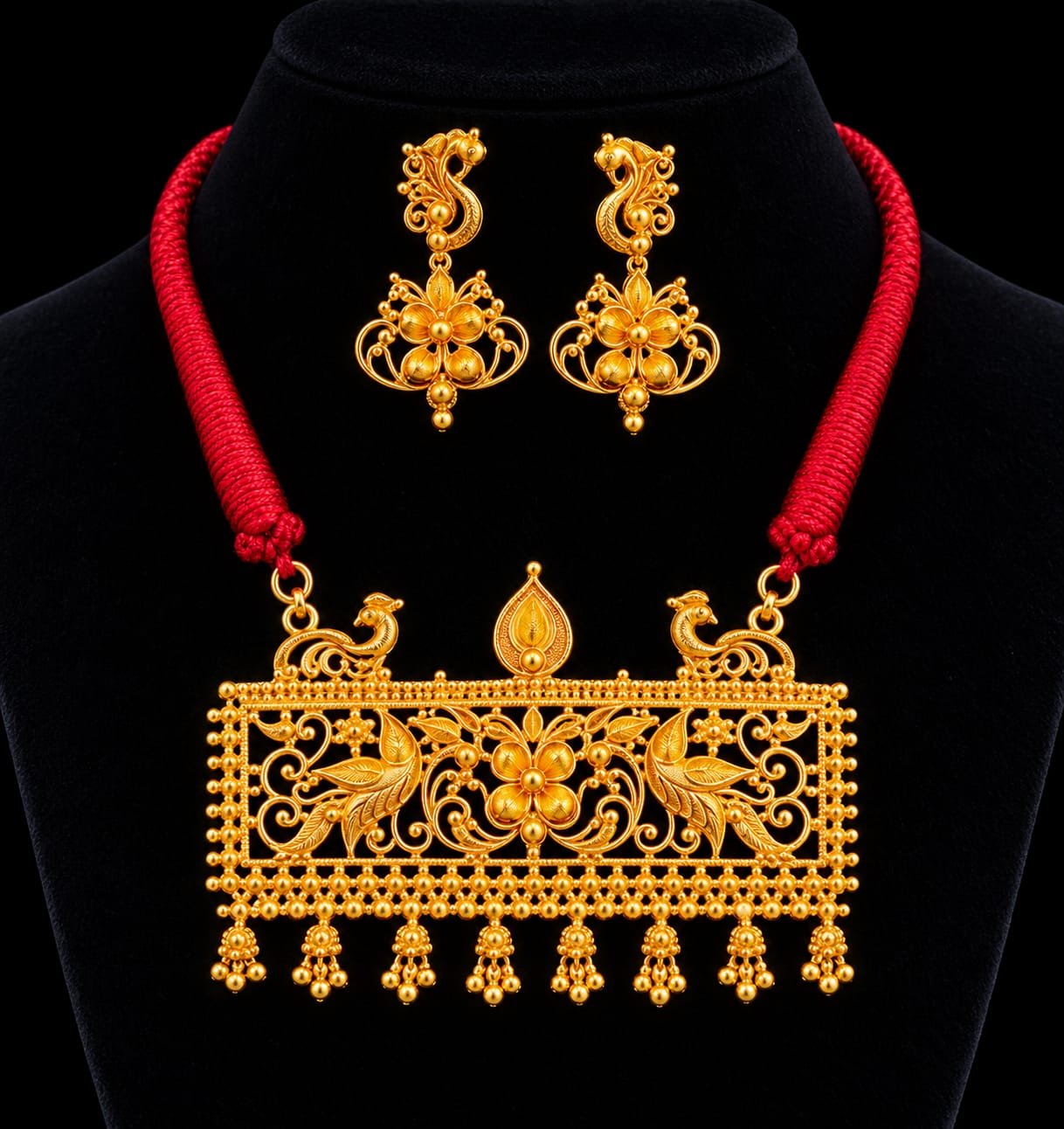 Rajnandini 2 gm Gold Plated Jewellery Set – Designer Statement Necklace & Earrings - Image 2